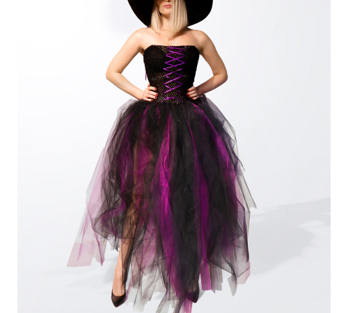 Костюм відьми з пишною спідницею та капелюхом L-2XL