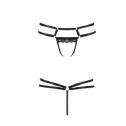 Трусики-стринги из стреп с кружевом LORRY THONG black L/XL - Passion Exclusive