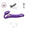 Безремневой страпон с вибрацией Strap-On-Me Vibrating Violet XL, диаметр 4,5см, пульт ДУ, регулируем