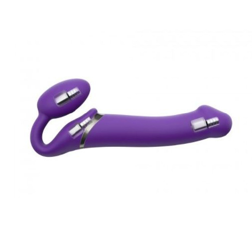 Безремінний страпон з вібрацією Strap-On-Me Vibrating Violet XL, діам. 4,5 см, пульт ДК, регульований