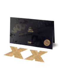Пэстис - стикини Bijoux Indiscrets - Flash Cross Gold, наклейки на соски