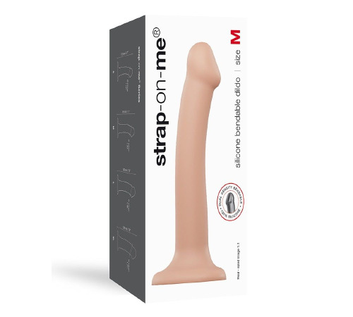 Насадка для страпона Strap-On-Me Dual Density Dildo Flesh M, диаметр 3,3см, двухслойная, гибкая