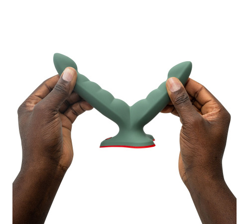 Подвійний фалоімітатор Fun Factory RYDE wild olive, гнучкі стовбури, присоска