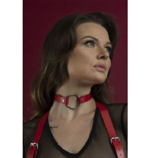 Чокер с кольцом Feral Feelings - O-Ring Collar красный, натуральная кожа