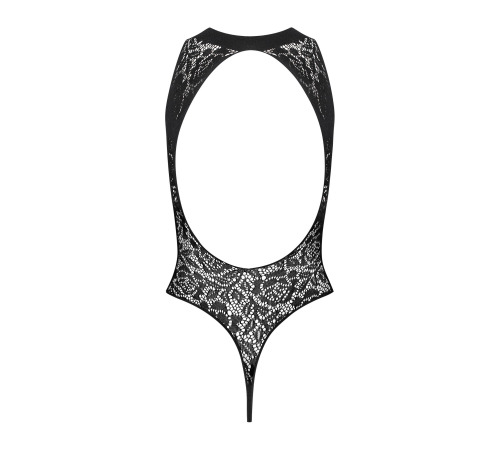 Ажурный бодистокинг с эффектом шнуровки Obsessive B129 teddy black XL/XXL, черный, с доступом
