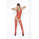 Бодистокинг Passion BS034 red, комбинезон, имитация боди и чулок