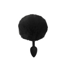 Силиконовая анальная пробка S Черная с Черным хвостиком