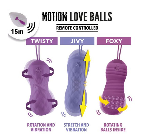 Вагинальные шарики с массажем и вибрацией FeelzToys Motion Love Balls Jivy с пультом ДУ, 7 режимов