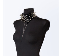 Чокер кожанный с большими шипами, Цвет черный