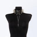 Чокер шкіряний з великими шипами, Колір чорний