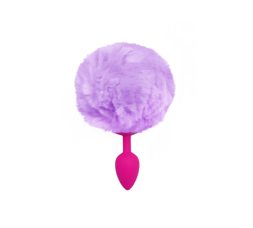 Силіконова анальна пробка S Рожева з Бузковим хвостиком