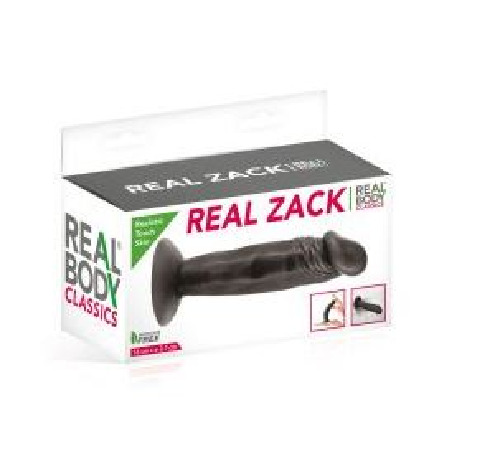 Фаллоимитатор с присоской Real Body - Real Zack Black, TPE, диаметр 3,7см