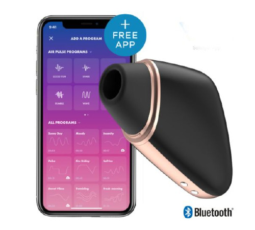 Вакуумний кліторальний стимулятор Satisfyer Love Triangle Black з керуванням через інтернет