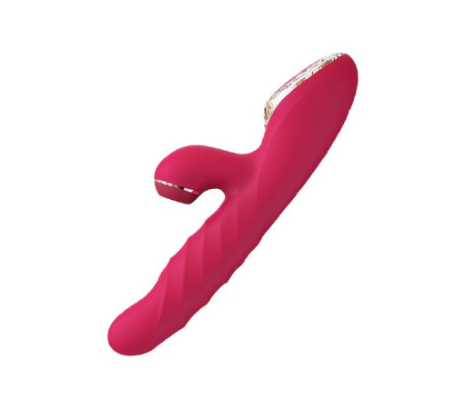 Вибратор-кролик с вакуумной стимуляцией и вращающимся стволом KISTOY A-King Max Red