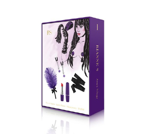 Подарочный набор RIANNE S Ana's Trilogy Set I: помада-вибратор, перышко, зажимы для сосков, повязка