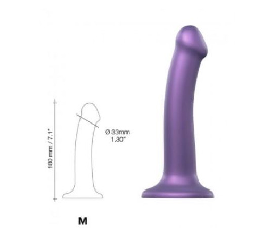 Насадка для страпона Strap-On-Me Mono Density Dildo Violet M, диам. 3,3см, однослойный силикон, гибк