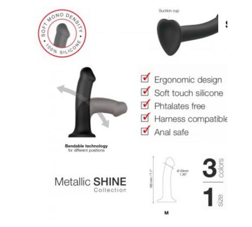 Насадка для страпона Strap-On-Me Mono Density Dildo Violet M, диам. 3,3см, однослойный силикон, гибк