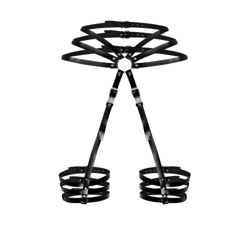 Гартеры из натуральной кожи Art of Sex - Vivien, размер L-2XL, цвет черный