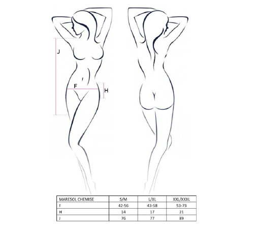 Прозора сорочка з відкритою спиною MARESOL CHEMISE black L/XL - Passion, трусики