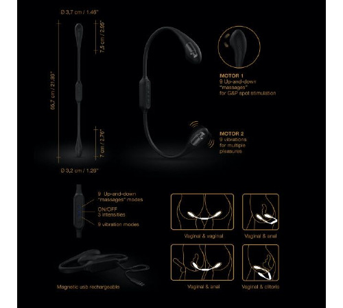 Вибратор на гибкой сцепке со стимуляцией пальчиком Dorcel DUAL EXPLORER