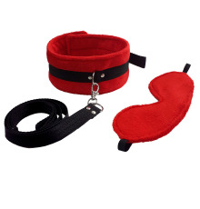 Набор Ошейник - поводок - маска NeDlyaskuki Soft Touch Light красный