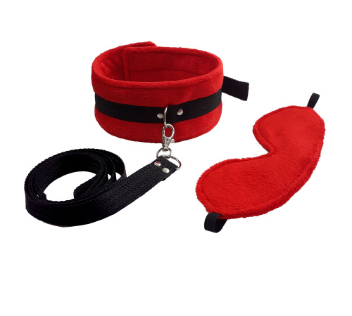 Набор Ошейник - поводок - маска NeDlyaskuki Soft Touch Light красный