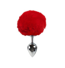 Металева анальна пробка M з червоним хвостиком