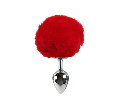 Металева анальна пробка M з червоним хвостиком