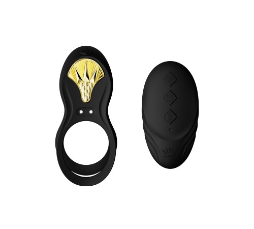 Смарт-ерекційне кільце Zalo - BAYEK Obsidian Black, подвійне з ввідною частиною, пульт ДК