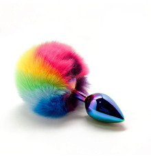 Анальная пробка Wooomy Filippi S, с пушистым хвостиком, диаметр 2,8 см, длина 7 см