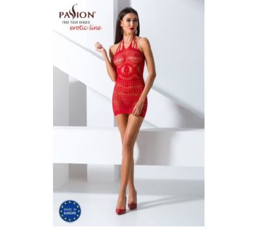 Бодистокинг Passion BS063 red, платье-сетка халтер