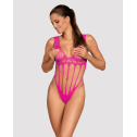 Сетчатый бодистокинг с продольными вырезами Obsessive B121 teddy S/M/L, розовый