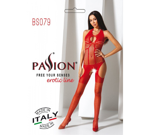 Бодістокінг з імітацією панчох Passion BS079 red