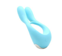 Вібратор для пар KISTOY Martin Blue, два мотори, кріплення на член, діаметр 3,2 см