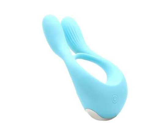 Вібратор для пар KISTOY Martin Blue, два мотори, кріплення на член, діаметр 3,2 см