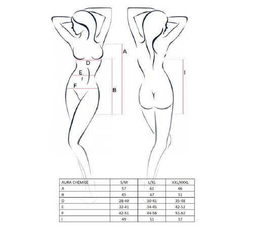 Сорочка платье AURA CHEMISE black L/XL - Passion, трусики, халтер, со спущенными бретелями