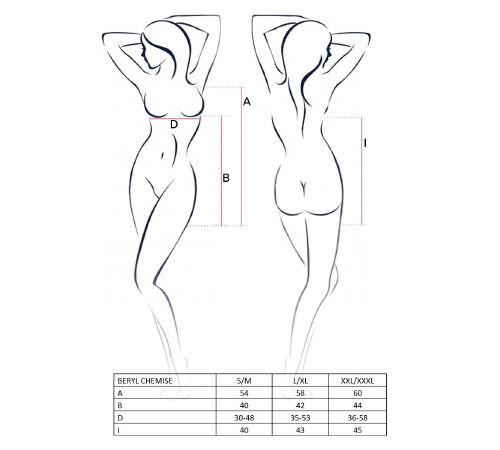 Сорочка беби долл BERYL CHEMISE L/XL - Passion, трусики, полупрозрачная, лента под грудь