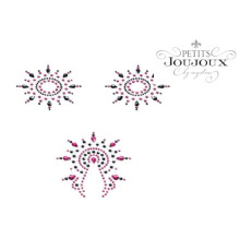Пэстис из кристаллов Petits Joujoux Gloria set of 3 - Black/Pink, украшение на грудь и вульву