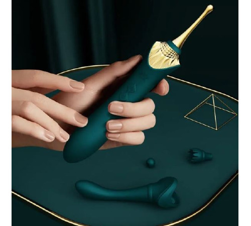 Вибратор двухсторонний универсальный Zalo Bess с насадками Green