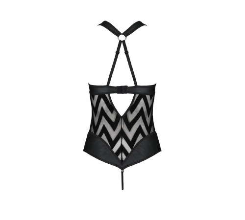 Сетчатый боди с халтером и ритмичным рисунком Hima Body black L/XL - Passion