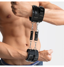 Кожанные наручники Dragons man, Черные