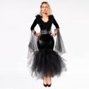 Роскошный костюм «Чёрная Ведьма» с фатиновой юбкой и перьями L-2XL