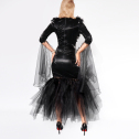Роскошный костюм «Чёрная Ведьма» с фатиновой юбкой и перьями L-2XL