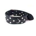 Нашийник з натуральної шкіри із заклепками та стразами Art of Sex - Jenna Collor, Чорний