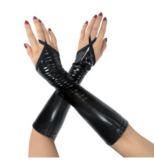 Виниловые митенки Art of Sex - Lora короткие, рамер М, Черный