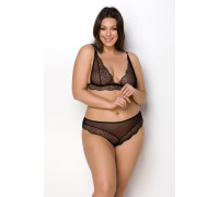 Комплект білизни Passion Amberly Set 6XL/7XL black, ліф, трусики бразиліана, люрексова нитка