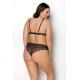 Комплект белья Passion Amberly Set 6XL/7XL black, лиф, трусики бразилиана, люрексовая нить