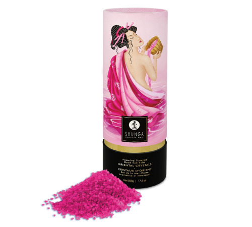 Пінлива сіль для ванни Shunga Dead Sea salt Oriental Crystals — Rose Petal (500 г), сіль Мертвого моря