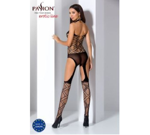 Бодистокинг Passion BS060 red, комбинезон, имитация трусиков и гольфиков