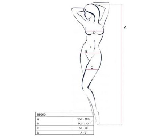 Бодистокинг Passion BS060 red, комбинезон, имитация трусиков и гольфиков